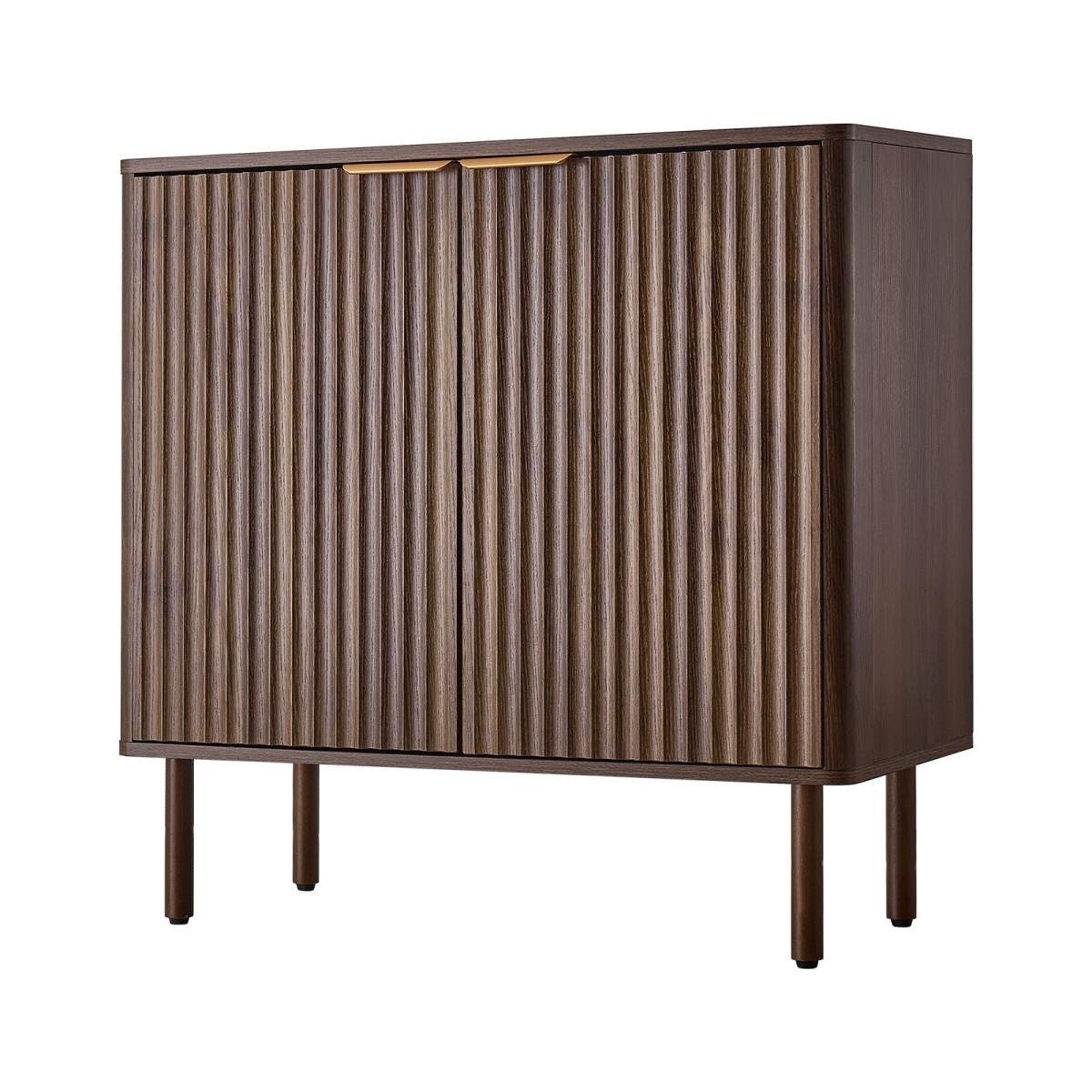 Έπιπλο VEVOR Coffee Bar, Τραπέζι Coffee Bar με αυλακώσεις Mid Century με χώρο αποθήκευσης 2 επιπέδων, ντουλάπι σε μπουφέ με πόρτα αχυρώνα, μπουφές μπουφέ για σαλόνι, είσοδος, 80 x 37,5 x 80 cm Καρυδιά