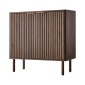 Έπιπλο VEVOR Coffee Bar, Τραπέζι Coffee Bar με αυλακώσεις Mid Century με χώρο αποθήκευσης 2 επιπέδων, ντουλάπι σε μπουφέ με πόρτα αχυρώνα, μπουφές μπουφέ για σαλόνι, είσοδος, 80 x 37,5 x 80 cm Καρυδιά