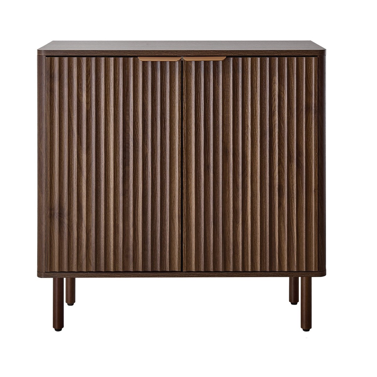 Έπιπλο VEVOR Coffee Bar, Τραπέζι Coffee Bar με αυλακώσεις Mid Century με χώρο αποθήκευσης 2 επιπέδων, ντουλάπι σε μπουφέ με πόρτα αχυρώνα, μπουφές μπουφέ για σαλόνι, είσοδος, 80 x 37,5 x 80 cm Καρυδιά