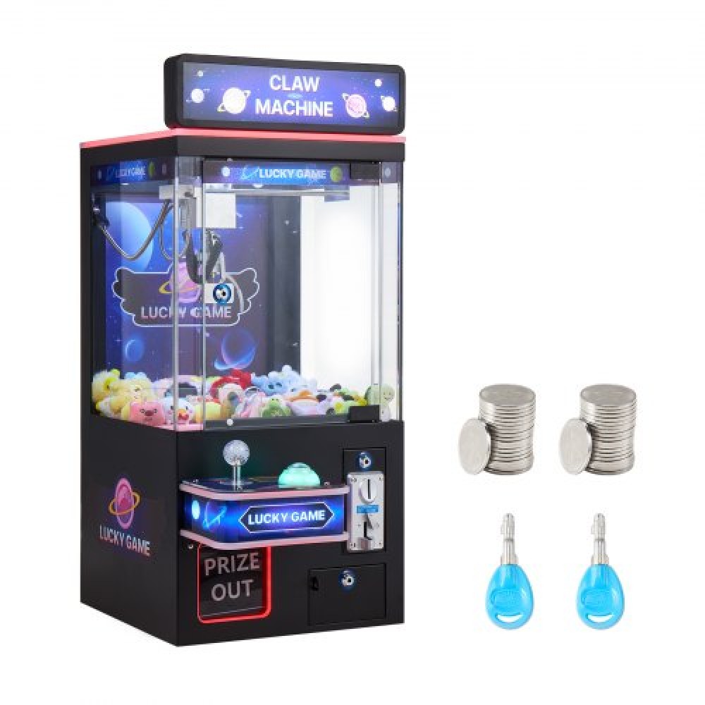 Μηχάνημα VEVOR Claw Crane, Παιχνιδομηχανή Arcade μεσαίου μεγέθους με φως και ήχο, ρυθμιζόμενα ατσάλινα νύχια, ακριβές παιχνίδι πώλησης καραμέλας Grabber Prize Dispenser Παιχνίδι πώλησης, για εμπορικούς οικιακούς κινηματογράφους, Μαύρο Μωβ