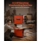 Πριόνι ταινίας VEVOR, 229 mm, Πριόνι πάγκου επεξεργασίας ξύλου με μοτέρ 373W 1/2 HP, Μέγιστο ύψος κοπής 90 mm, Τραπέζι από χυτό αλουμίνιο 300 x 300 mm, εύρος κλίσης 0-45°, με μετρητή πλάτης, φράχτη, για επεξεργασία ξύλου