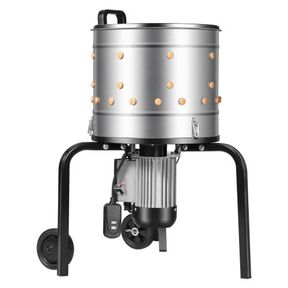 VEVOR Chicken Plucker Machine, 400mm Drum, 500W & 230RPM Electric Chicken Plucking Machine with 114 Soft Fingers & Transport Wheels, Stainless Steel Feather Remover for Processing 1-2 Chicks Once