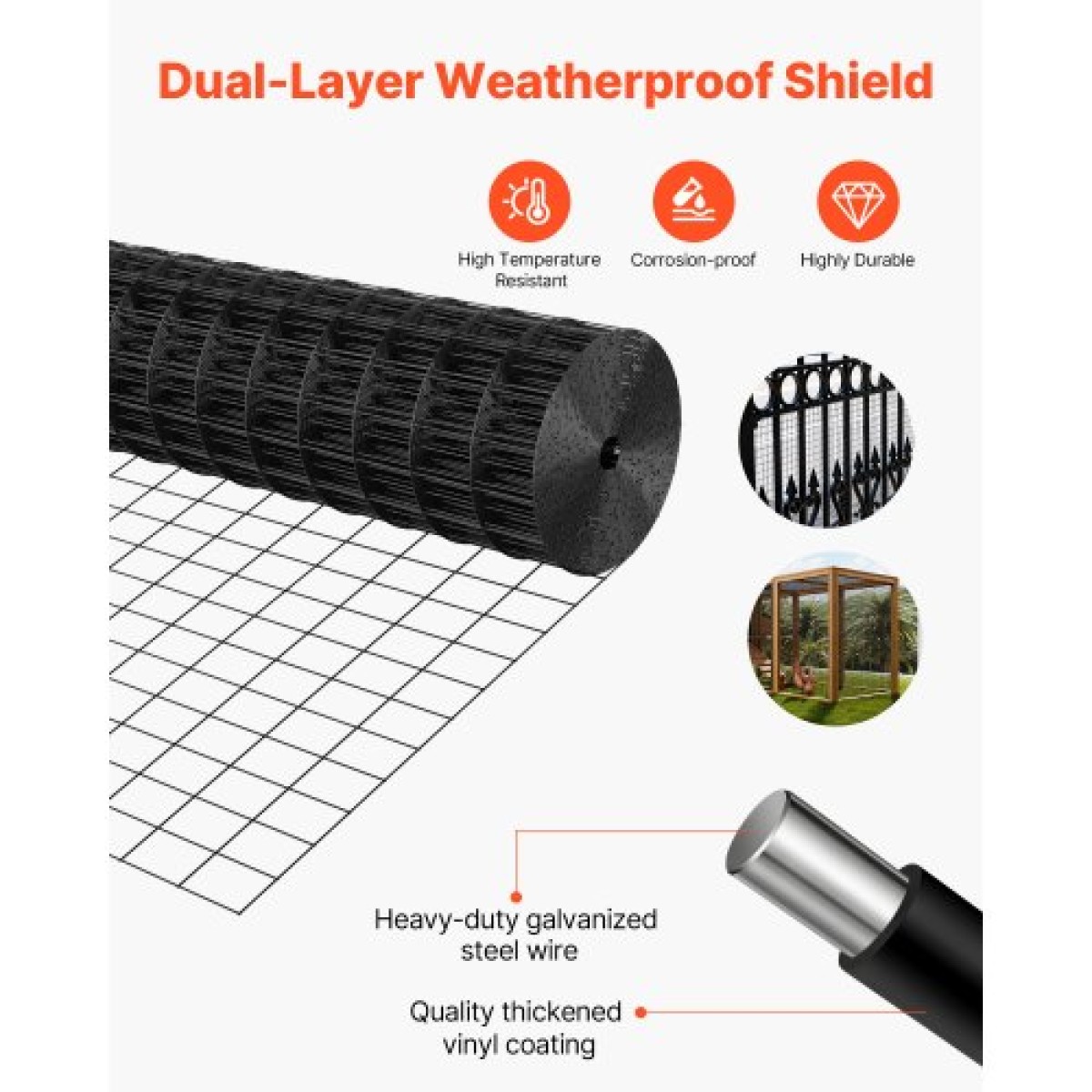 Ύφασμα VEVOR Hardware 91cm x 7,62m, 2 x 3 in Mesh 16 Gauge γαλβανισμένο συρμάτινο ρολό, ανθεκτικό στις καιρικές συνθήκες περίφραξη από σύρμα κοτόπουλου με επίστρωση βινυλίου, περίφραξη φυτών κήπου βαρέως τύπου για κουνέλια κλουβί