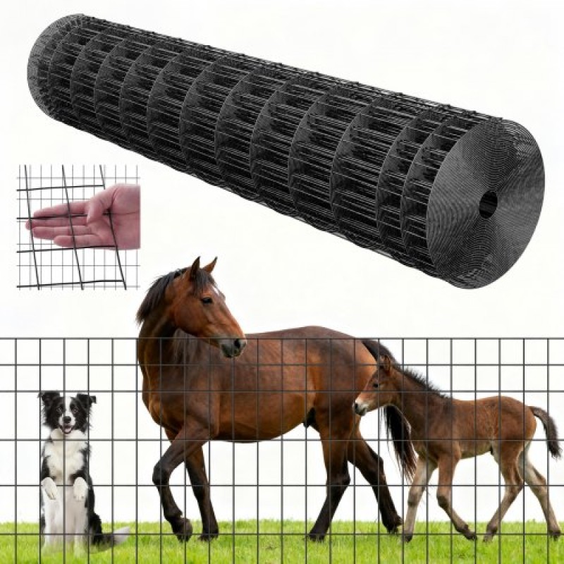 VEVOR Farm Fence, 122cm x 15,2m, 2 x 4 in Mesh 14 Gauge Περίφραξη από γαλβανισμένο ατσάλινο σύρμα για βοοειδή, γουρούνια και πρόβατα , Περιφράξεις ζώων με επίστρωση βινυλίου βαρέως τύπου για περιβλήματα ζώων, σύρμα κλουβιού, φράχτες κήπου