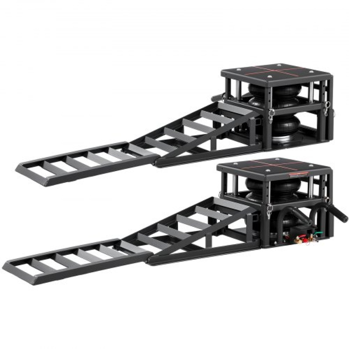 VEVOR Air Portable Car Lifts 2PCS, χωρητικότητα 5 τόννων, μέγιστο ύψος 320 mm, γρύλοι πεπιεσμένου αέρα με αερόσακους, τάκους τροχών, ράμπες επέκτασης, αυξημένες κολώνες, βαρέως τύπου για σεντάν, SUV, φορτηγά