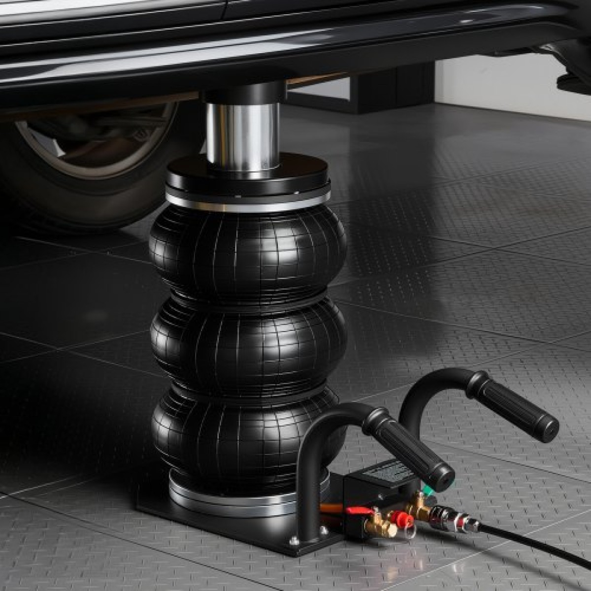 VEVOR Air Portable Car Lifts 2PCS, χωρητικότητα 5 τόννων, μέγιστο ύψος 320 mm, γρύλοι πεπιεσμένου αέρα με αερόσακους, τάκους τροχών, ράμπες επέκτασης, αυξημένες κολώνες, βαρέως τύπου για σεντάν, SUV, φορτηγά