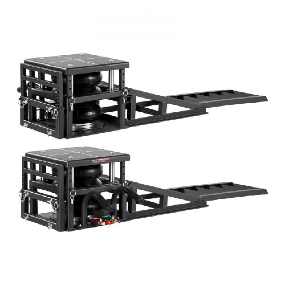 VEVOR Air Portable Car Lifts 2PCS, χωρητικότητα 5 τόννων, μέγιστο ύψος 320 mm, γρύλοι πεπιεσμένου αέρα με αερόσακους, τάκους τροχών, ράμπες επέκτασης, αυξημένες κολώνες, βαρέως τύπου για σεντάν, SUV, φορτηγά