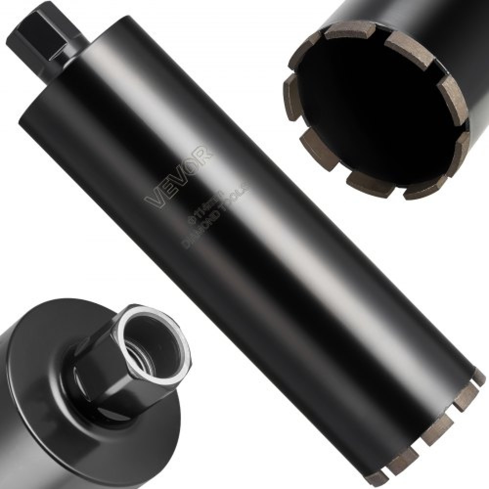 VEVOR Core Drill Bit, 114 mm Diameter, 356 mm Drilling Depth, 1-1/4 in-7 Internal Thread, High-Precision Welding Technology, Wet Diamond Core Bit for Reinforced Concrete, Red Bricks, and Masonry