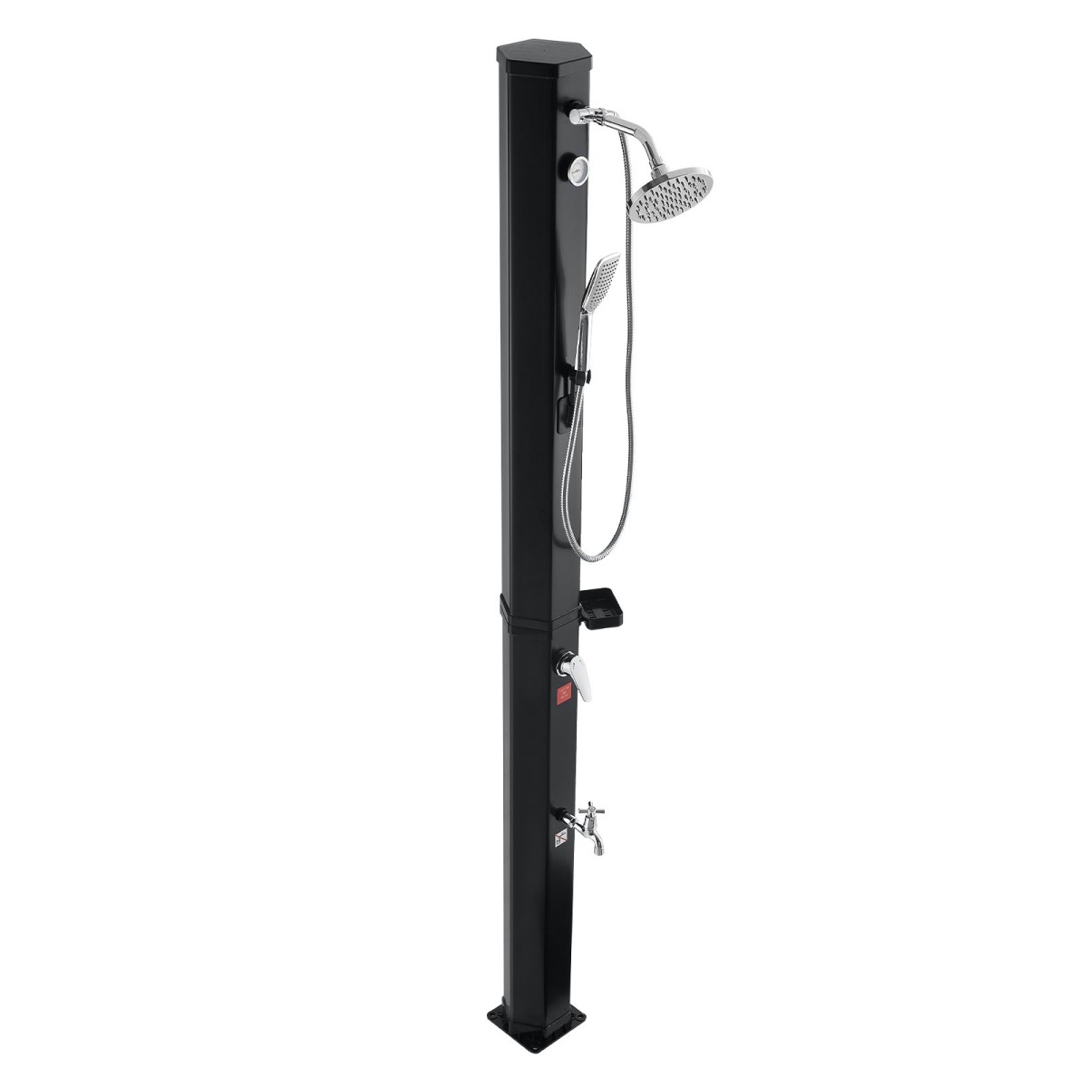 VEVOR 40L Solar Θερμαινόμενο Ντους, Ύψος ντουζιέρας 205cm, Υπαίθριο Ντους, με Βρύση Χειρός & Πόδι, Ρύθμιση Ζεστού & Κρύου Νερού, Ανεξάρτητη για Παραλία Πισίνα στην Πισινή Πισίνα, Μαύρο