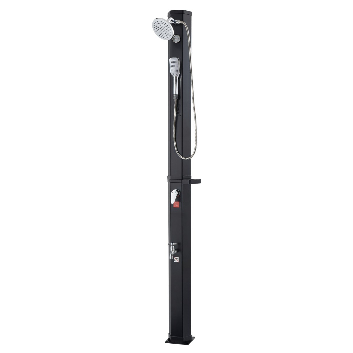 VEVOR 40L Solar Θερμαινόμενο Ντους, Ύψος ντουζιέρας 205cm, Υπαίθριο Ντους, με Βρύση Χειρός & Πόδι, Ρύθμιση Ζεστού & Κρύου Νερού, Ανεξάρτητη για Παραλία Πισίνα στην Πισινή Πισίνα, Μαύρο
