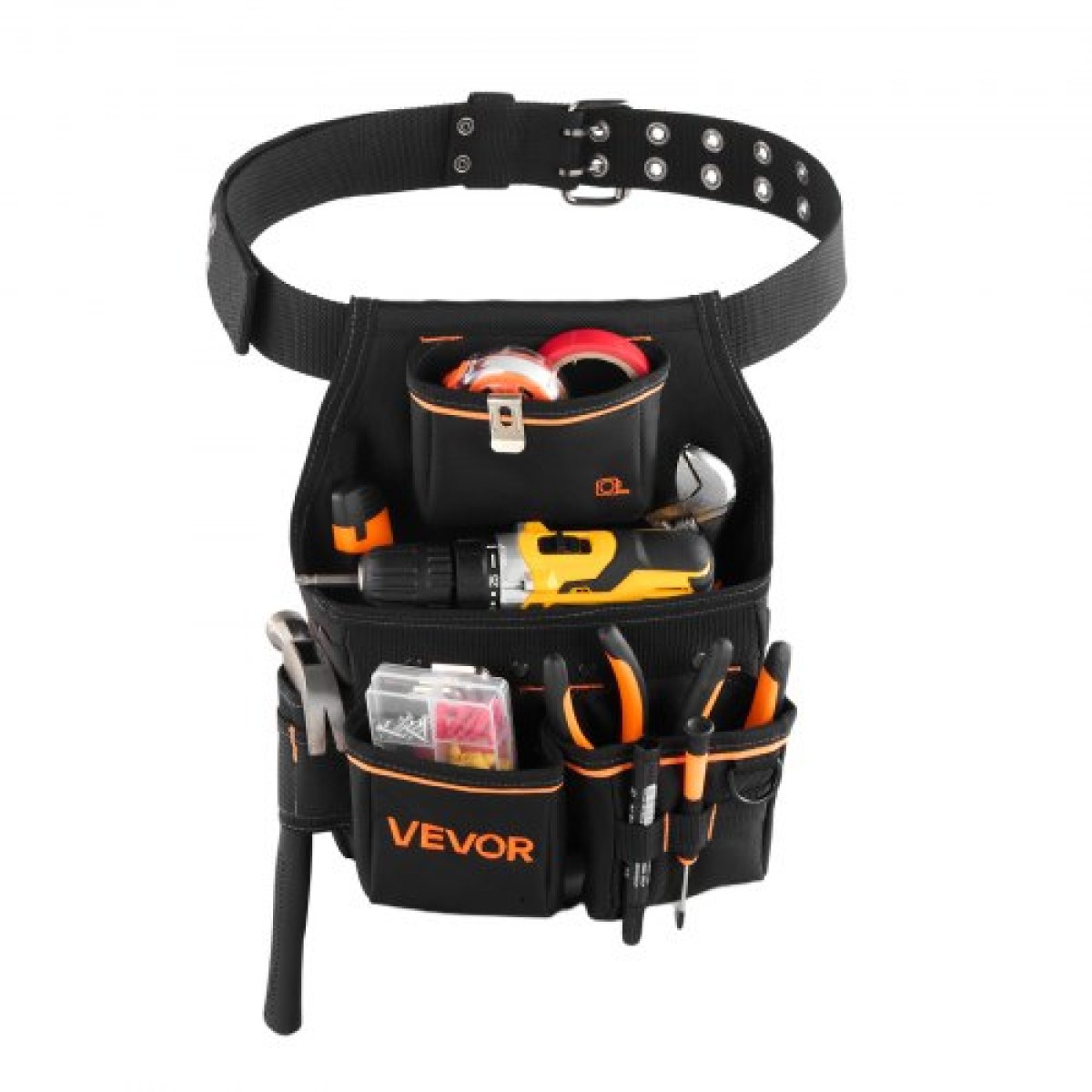VEVOR Tool Pouch with Belt, 14 Pockets Professional Tool Belt Pouch for men, Heavy Duty Αποσπώμενη ρυθμιζόμενη βοηθητική τσάντα εργασίας για Ηλεκτρολόγο, Ξυλουργό, Κατασκευές, Ρυθμίζει μέση 83 cm έως 127 cm