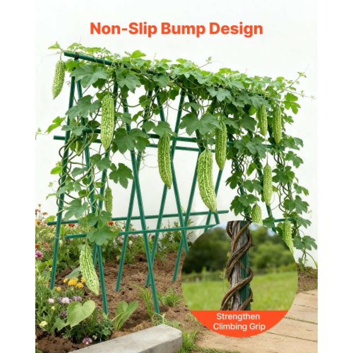 VEVOR Garden Stakes, 15 Pack, 1705 mm, Μεταλλικοί πάσσαλοι ντομάτας με πλαστική επικάλυψη, Garden Sticks για υποστήριξη φυτών, με μυτερό άκρο και αντιολισθητικά εξογκώματα για καλλιέργεια αναρριχώμενων φυτών, λαχανικά εξωτερικού χώρου