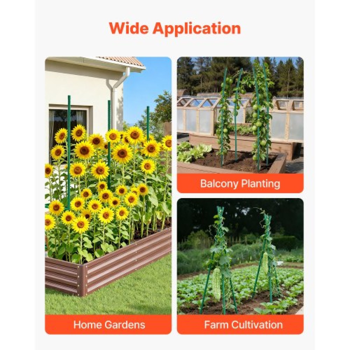 VEVOR Garden Stakes, 15 Pack, 1705 mm, Μεταλλικοί πάσσαλοι ντομάτας με πλαστική επικάλυψη, Garden Sticks για υποστήριξη φυτών, με μυτερό άκρο και αντιολισθητικά εξογκώματα για καλλιέργεια αναρριχώμενων φυτών, λαχανικά εξωτερικού χώρου