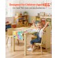 Σετ τραπεζιού και καρέκλας VEVOR Kids Art, Τραπέζι χειροτεχνίας για νήπια με ντουλάπι αποθήκευσης 3 επιπέδων, Ξύλινο Παιδικό παιδότοπο με 2 καρέκλες, Craft Play Desk για ανάγνωση, μάθηση, σχέδιο, γραφή, ανοιχτό ξύλο