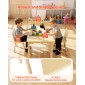 Σετ τραπεζιού και καρέκλας VEVOR Kids Art, Τραπέζι χειροτεχνίας για νήπια με ντουλάπι αποθήκευσης 3 επιπέδων, Ξύλινο Παιδικό παιδότοπο με 2 καρέκλες, Craft Play Desk για ανάγνωση, μάθηση, σχέδιο, γραφή, ανοιχτό ξύλο