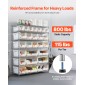 VEVOR 7-Tier Rolling Bin Storage Rack, 26 Organizer Bins, Bin Rack Storage Steel Stere Ralfing System with Rods, Mobile Organizer Tool για Γκαράζ, Αποθήκη, Γραφείο, Εστιατόριο, Τάξη, Κουζίνα