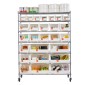 VEVOR 7-Tier Rolling Bin Storage Rack, 26 Organizer Bins, Bin Rack Storage Steel Stere Ralfing System with Rods, Mobile Organizer Tool για Γκαράζ, Αποθήκη, Γραφείο, Εστιατόριο, Τάξη, Κουζίνα