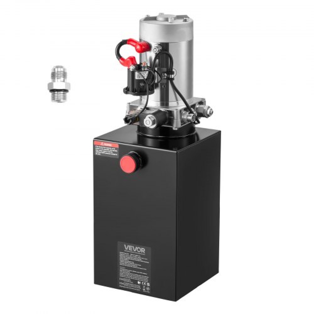 VEVOR 10 L Hydraulic Power Unit, Single Acting Dump Trailer Pump, 22 MPa Max Relief Pressure & 3.4 L/min Flow Rate, DC 12V Hydraulic Pump with Metal Reservoir for Dump Trailer Car Lifting