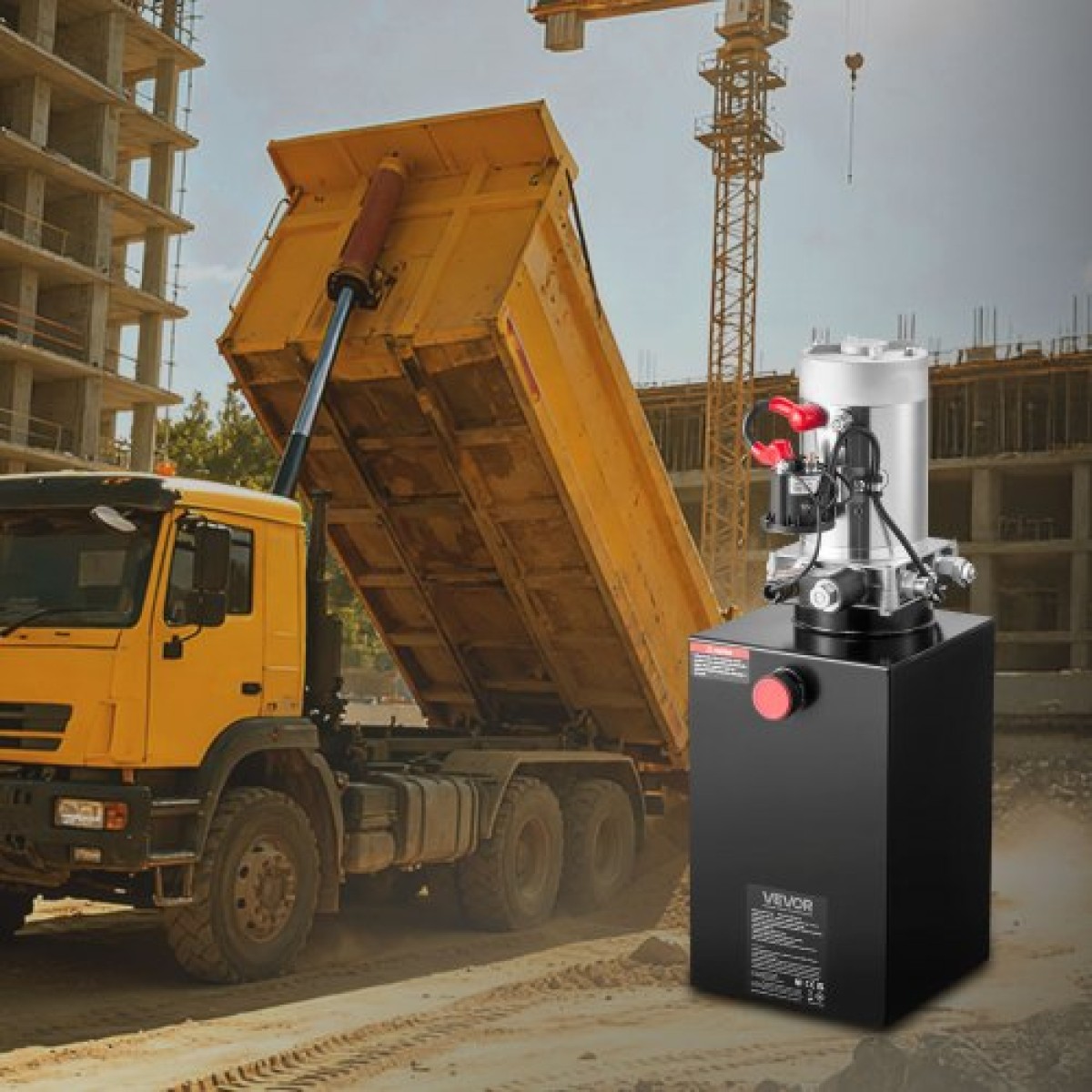 Υδραυλική μονάδα VEVOR 10 L, Αντλία Dump Trailer Single Acting, Max Relief Pressure 22 MPa & 3,4 L/min Rate, DC 12V Hydraulic Pump with Metal Reservoir for Dump Trailer Car Lifting