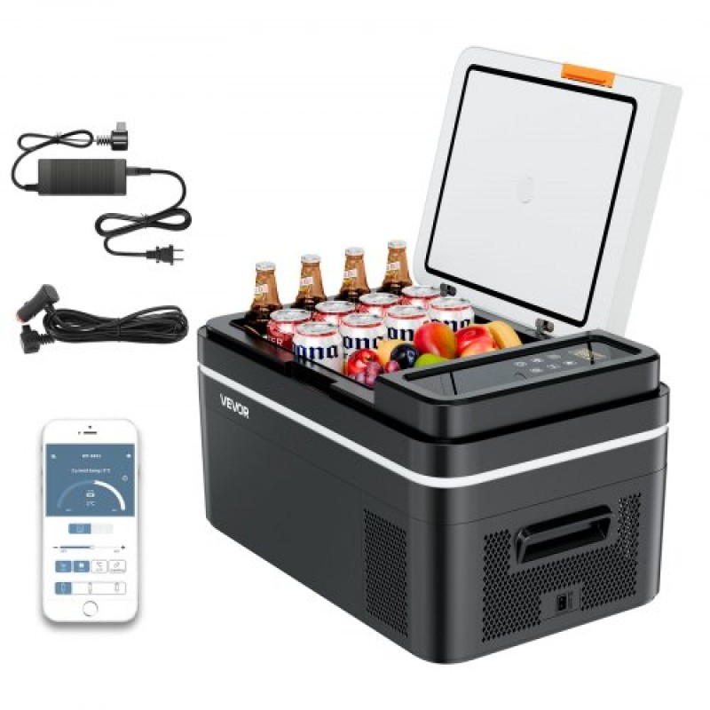Ψυγείο αυτοκινήτου VEVOR, DC 12/24V AC100-240V Compressor Electric Cooler, -20°C έως 20°C Ψυγείο αυτοκινήτου με APP Control, 22L Cars Freezer for RVs, Campsites, Boats, Camping, Fishing, 45W Portable Freezer