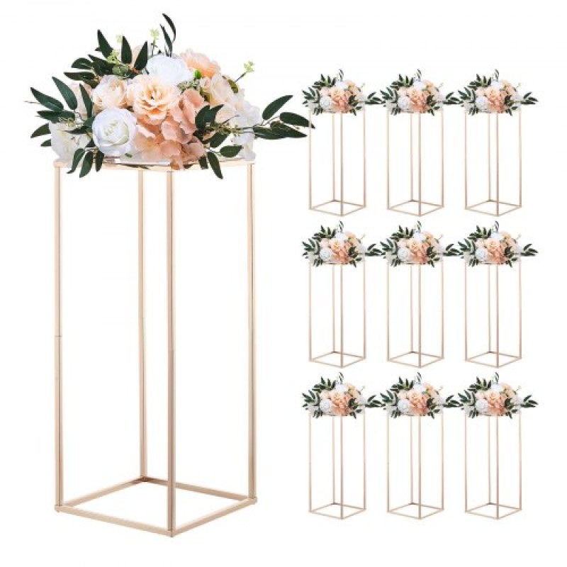 VEVOR Wedding Flower Stand, 10PCS 23,62 ιντσών Stand λουλουδιών, Floral Stand με ακρυλικό Laminate, Ορθογώνιο Floral ράφι για γάμο, πάρτι, γενέθλια, σπίτι, γαλλικά χρυσά stand