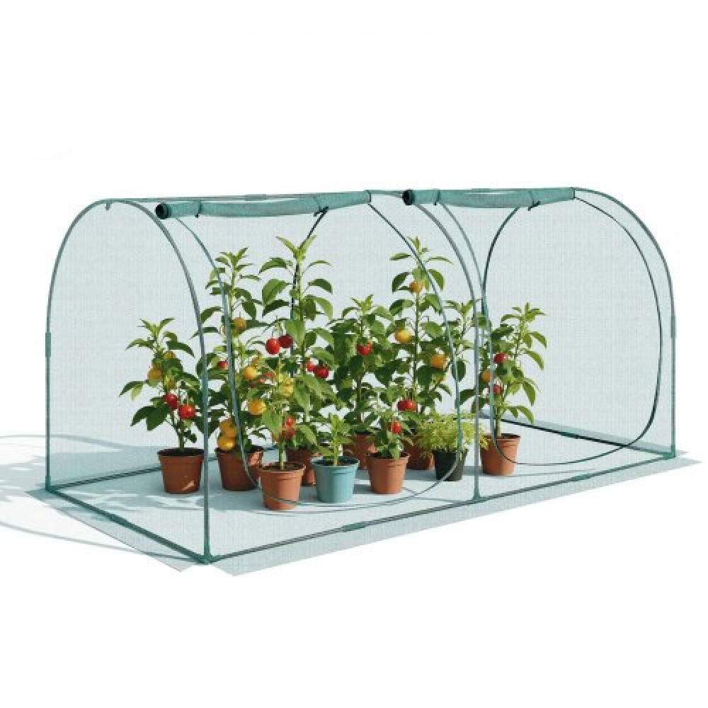 VEVOR Crop Cage, 2,48 x 1,2 x 1,2 m Σκηνή φυτοπροστασίας με πόρτα με φερμουάρ, ανθεκτικό στον άνεμο ψηλό κλωβό καλλιέργειας, εύκολο στην εγκατάσταση, υπαίθριο υπερυψωμένο κάλυμμα κρεβατιού με πλαίσιο, φυτικό δίχτυ για γκαζόν βεράντας κήπου