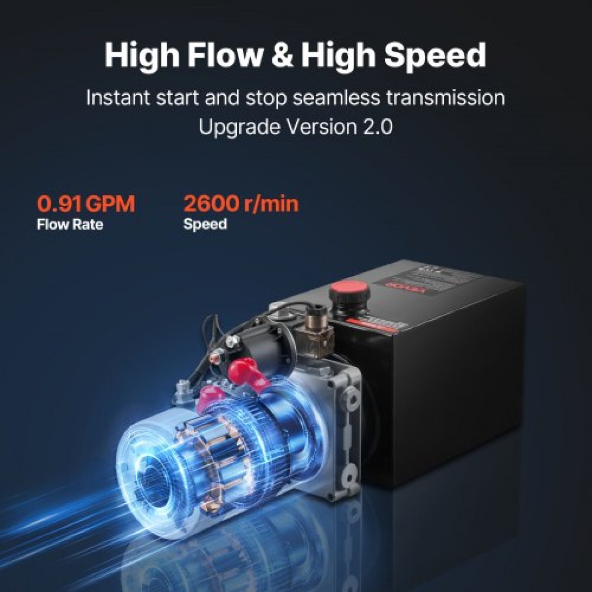 VEVOR 6 L Hydraulic Power Unit, Single Acting Dump Trailer Pump, 22 MPa Max Relief Pressure & 3,4 L/min Rate, DC 12V Hydraulic Pump with Metal Reservoir for Dump Trailer Car Lifting, Μαύρο