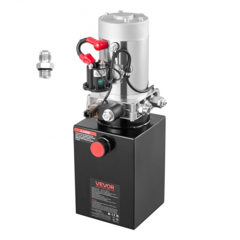 VEVOR 6 L Hydraulic Power Unit, Single Acting Dump Trailer Pump, 22 MPa Max Relief Pressure & 3,4 L/min Rate, DC 12V Hydraulic Pump with Metal Reservoir for Dump Trailer Car Lifting, Μαύρο