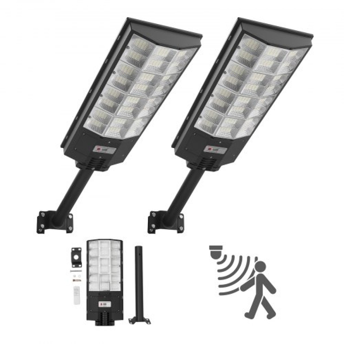 VEVOR 8000W Solar Street Lights Outdoor, 450000LM, Επαγγελματικός Χώρος Στάθμευσης Φώτα Dusk to Dawn, LED Flood Security Lamp with Motion Sensor, IP67 Waterproof Outdoor Light, for Driveway Yard, 2 Pack