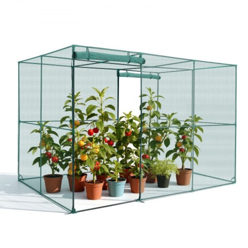 VEVOR Crop Cage, 2,9 x 1,94 x 1,94 m Σκηνή φυτοπροστασίας με πόρτα με φερμουάρ, ψηλό κλωβό καλλιέργειας ανθεκτικό στον άνεμο, εύκολο στην εγκατάσταση, υπαίθριο υπερυψωμένο κάλυμμα κρεβατιού, δίχτυ ντομάτας για γκαζόν βεράντας κήπου