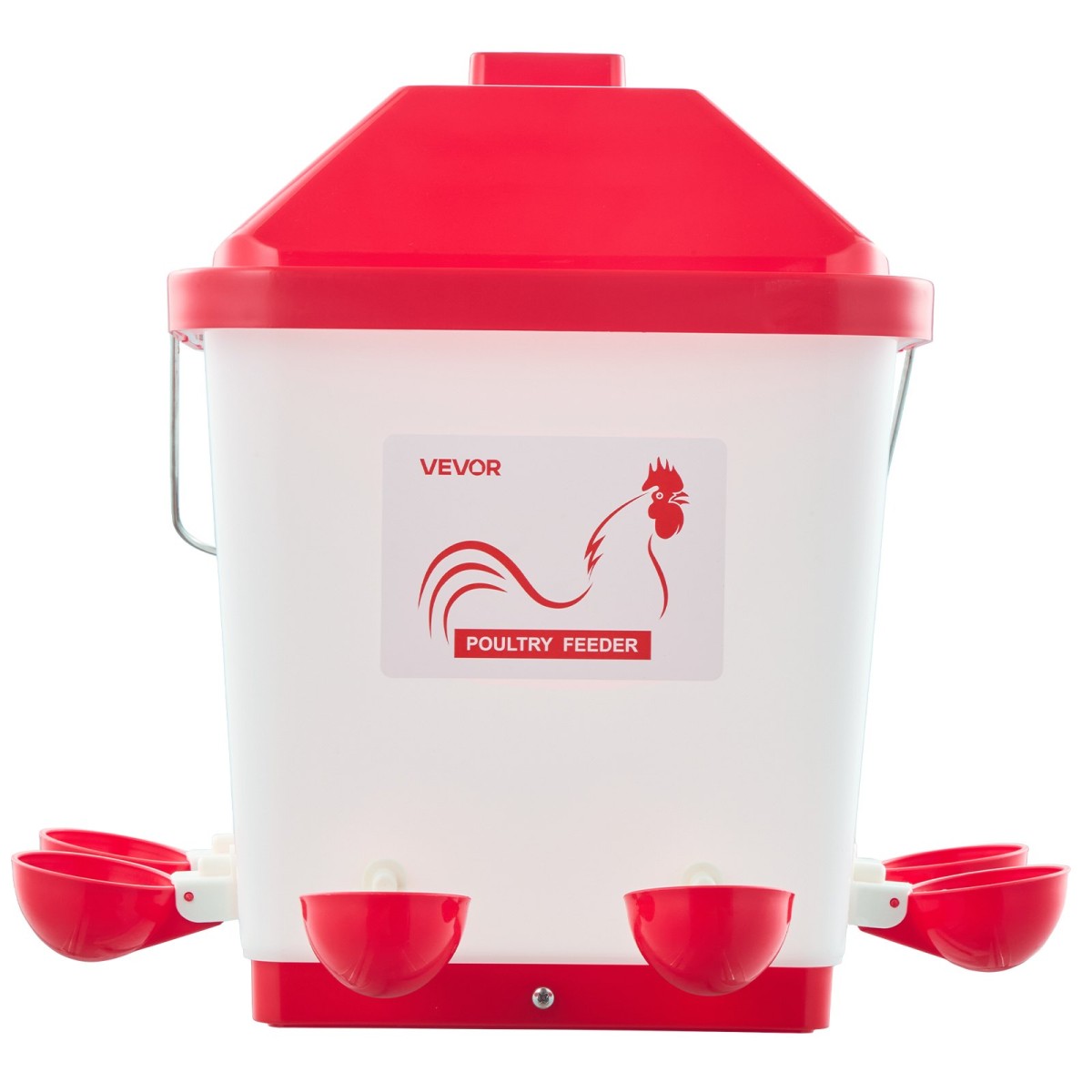 VEVOR 19L Automatic Chicken Waterter, 6 Ports Water, Automatic-Fill Water Cup, Automatic Gravity Waterer with Conveible Handled Sealed Lastic Ring, Αδιάβροχο υλικό PP, No Waste Design, για κοτόπουλο