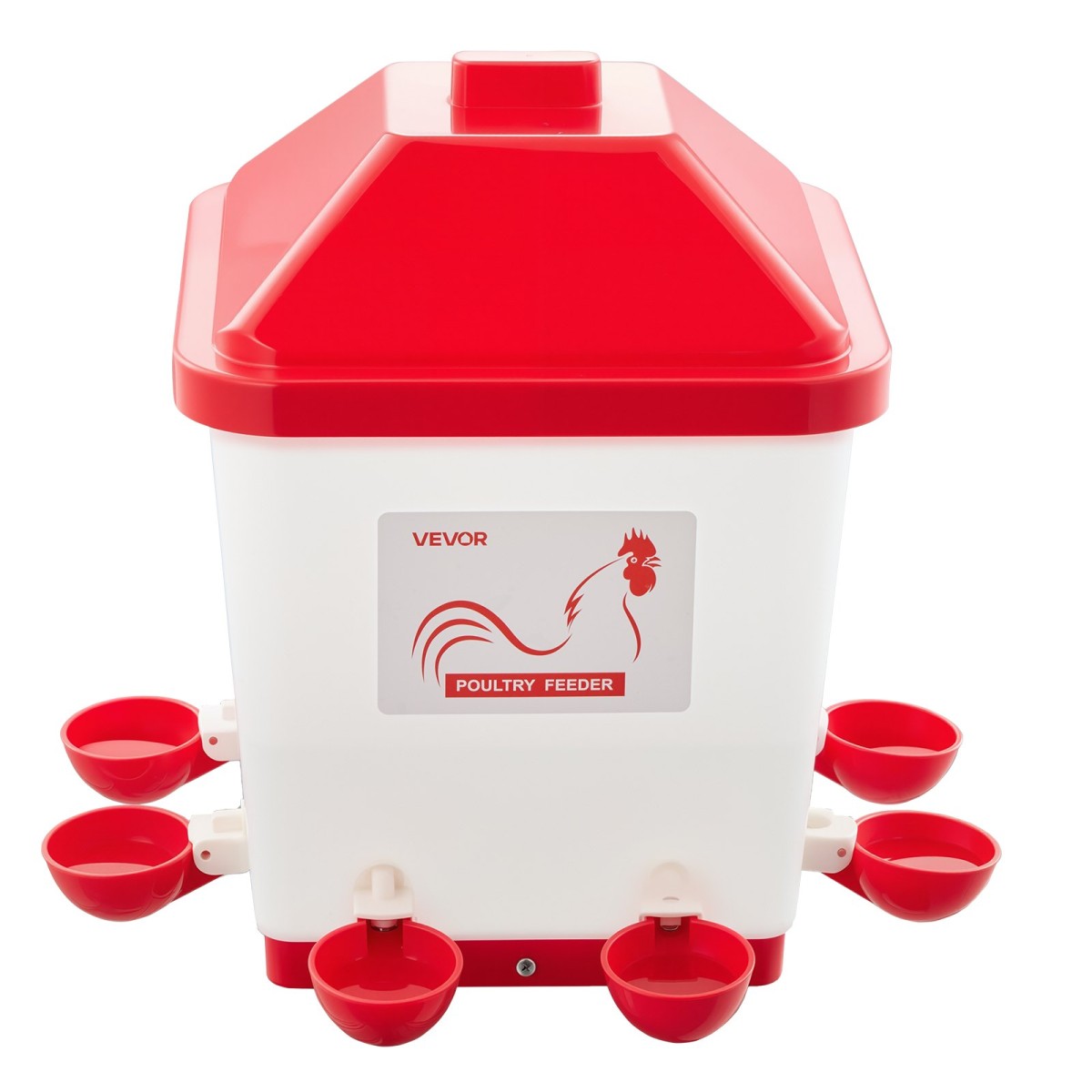 VEVOR 19L Automatic Chicken Waterter, 6 Ports Water, Automatic-Fill Water Cup, Automatic Gravity Waterer with Conveible Handled Sealed Lastic Ring, Αδιάβροχο υλικό PP, No Waste Design, για κοτόπουλο