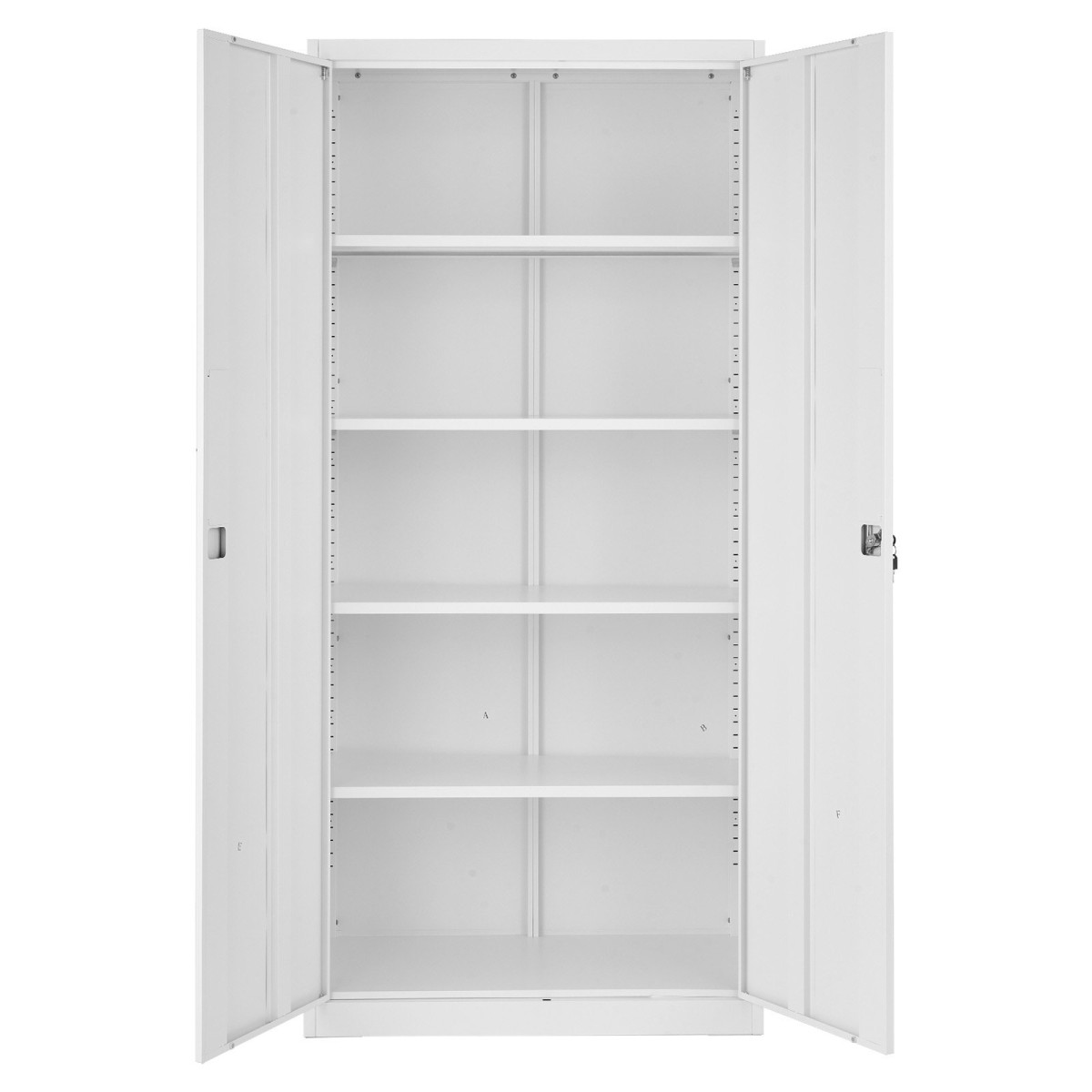 VEVOR Μεταλλικός Αποθηκευτικός Ντουλάπα, 175 cm Κλείδωμα Ατσάλινο Ντουλάπι Γκαράζ με 4 Ρυθμιζόμενα Ράφια, 2 Μαγνητικές Πόρτες, 2 Κλειδιά, 5 Επίπεδες Αποθήκευση Εργαλείων για Αποθήκη, Αποθήκη, Υπόγειο, Πλυντήριο, Γραφείο, Λευκό