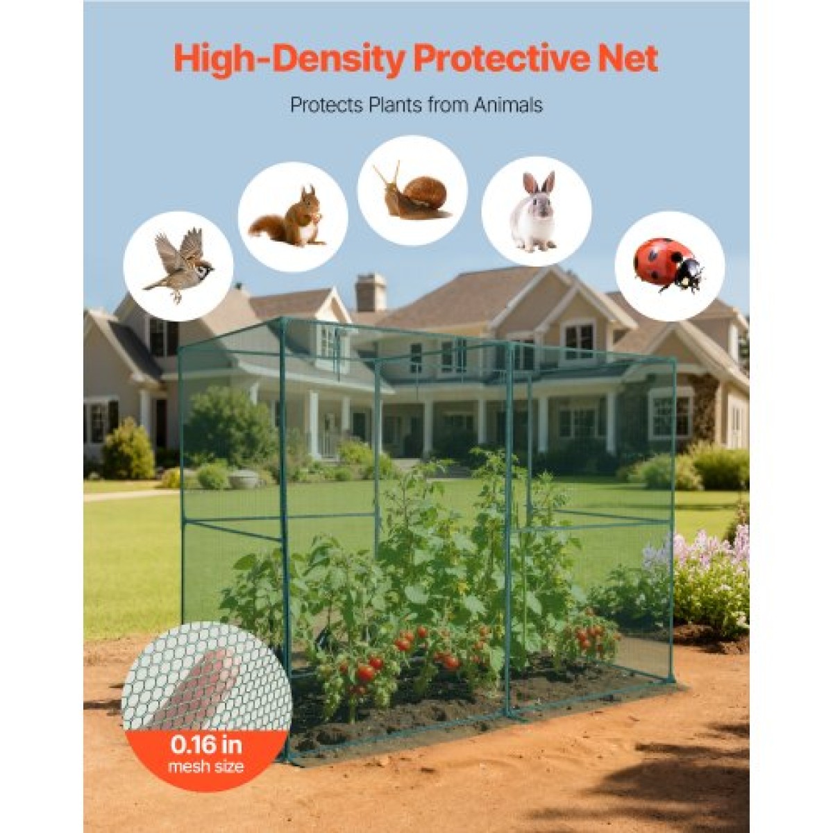 VEVOR Crop Cage, 2,39 x 1,2 x 1,8 m Σκηνή φυτοπροστασίας με πόρτα με φερμουάρ, ψηλό κλουβί καλλιέργειας ανθεκτικό στον άνεμο, εύκολο στην εγκατάσταση, υπαίθριο υπερυψωμένο κάλυμμα κρεβατιού, δίχτυ ντομάτας για γκαζόν βεράντας κήπου