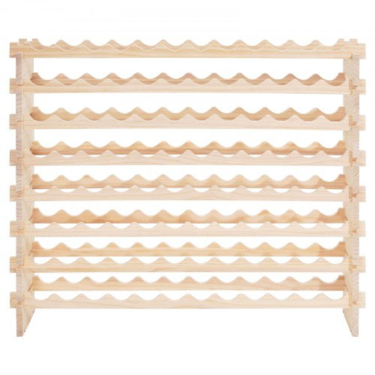 VEVOR 96 Bottle Stackable Modular Wine Rack, 8-Tered Bottle Wine Shop, Μασίφ ξύλινο πάτωμα ανεξάρτητο ράφι αποθήκευσης κρασιού για μπουκάλια Pinot Noir, Για κουζίνα, κελάρι και μπαρ, φυσικό