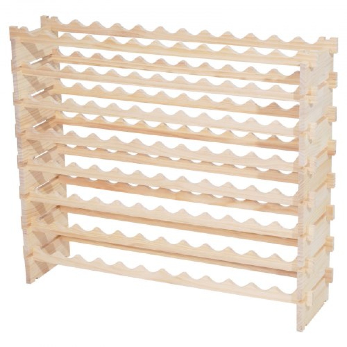 VEVOR 96 Bottle Stackable Modular Wine Rack, 8-Tered Bottle Wine Shop, Μασίφ ξύλινο πάτωμα ανεξάρτητο ράφι αποθήκευσης κρασιού για μπουκάλια Pinot Noir, Για κουζίνα, κελάρι και μπαρ, φυσικό