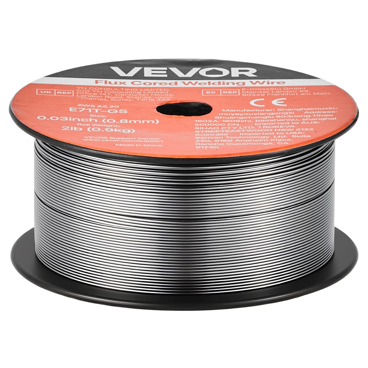 Σύρμα συγκόλλησης VEVOR Flux Core MIG, E71T-GS 0,8mm 0,9kg, Σύρμα συγκόλλησης από ήπιο χάλυβα χωρίς αέριο με χαμηλό πιτσίλισμα για συγκόλληση τόξου σε όλες τις θέσεις, αυτοπροστατευμένο για εξωτερική χρήση (Συσκευασία 3 κυλίνδρων)