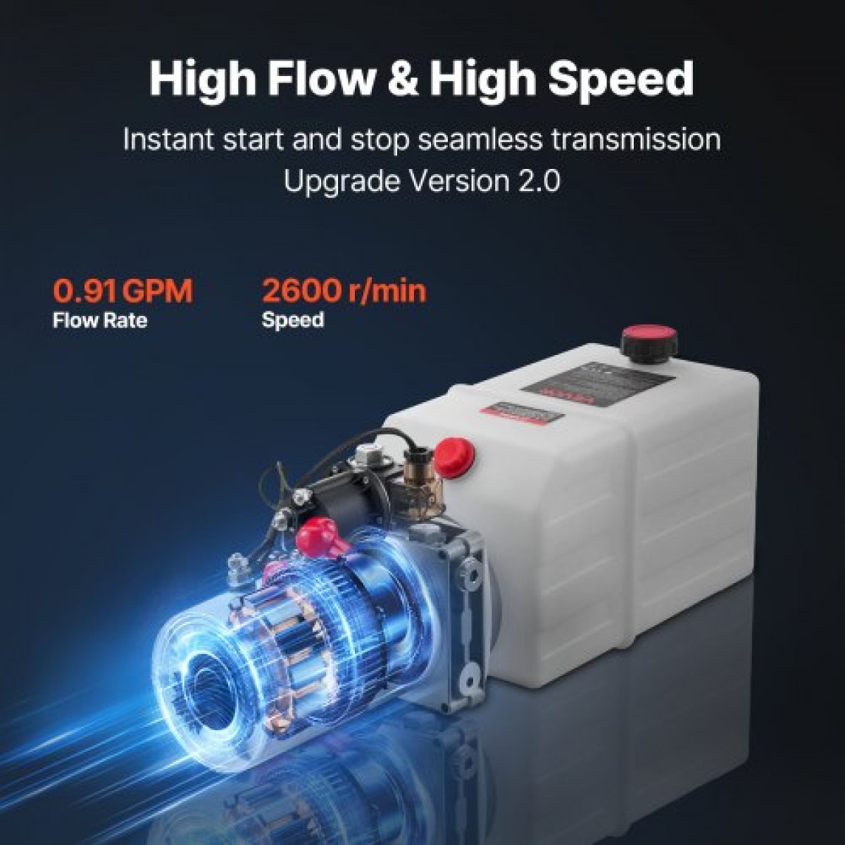 VEVOR 7 L Hydraulic Power Unit, Single Acting Dump Trailer Pump, 22 MPa Max Relief Pressure & 3,4 L/min Rate, DC 12V Hydraulic Pump with Metal Reservoir for Dump Trailer Car Lifting