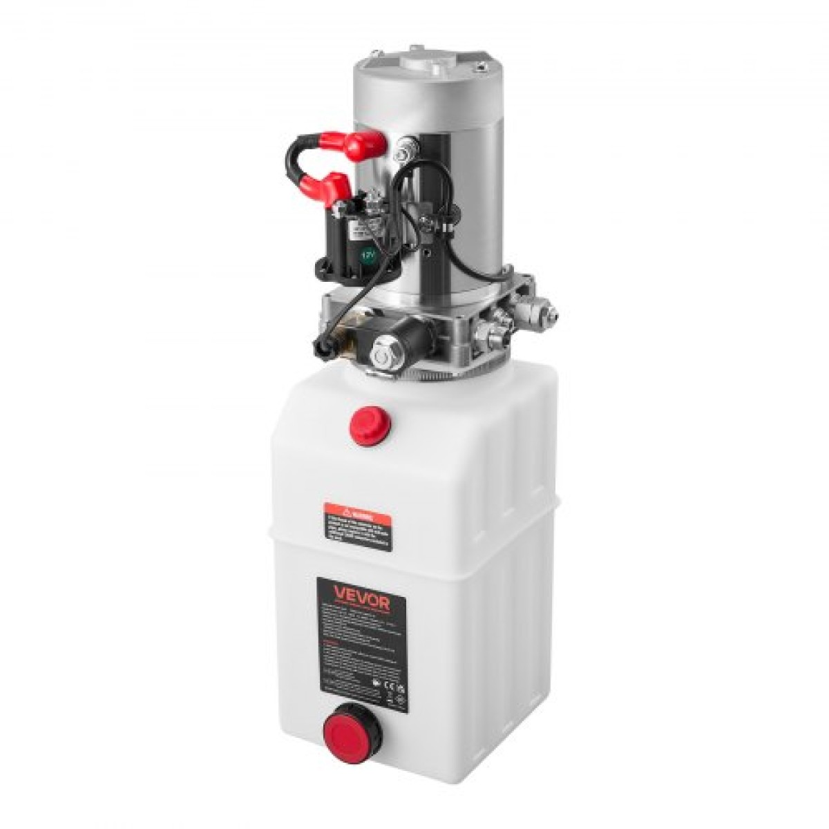 VEVOR 7 L Hydraulic Power Unit, Single Acting Dump Trailer Pump, 22 MPa Max Relief Pressure & 3,4 L/min Rate, DC 12V Hydraulic Pump with Metal Reservoir for Dump Trailer Car Lifting