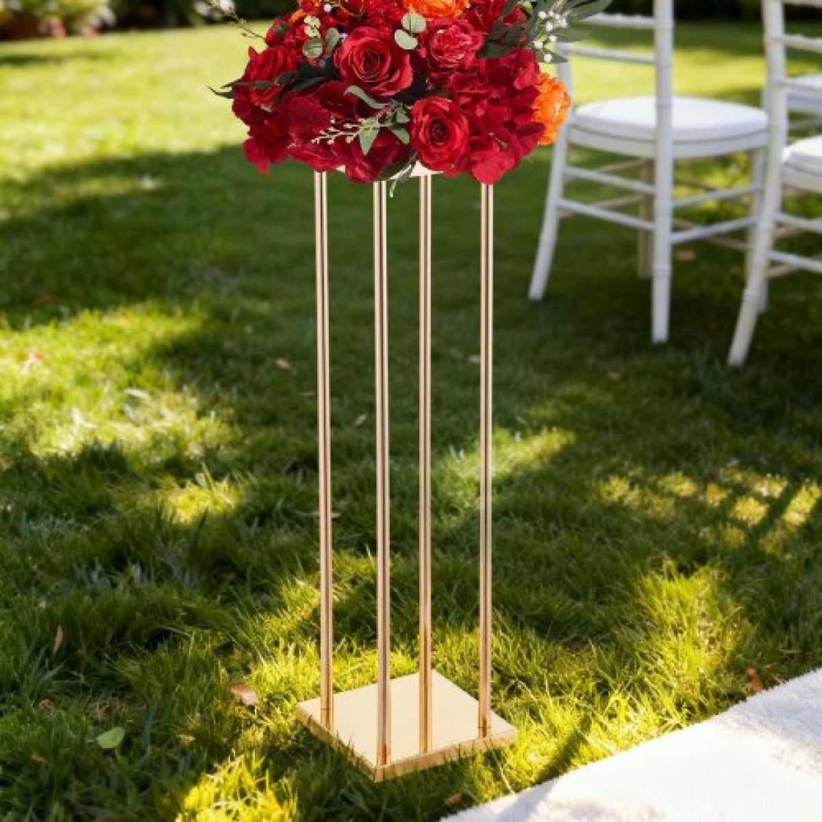 VEVOR Wedding Flower Stand, 10PCS 31,5 ιντσών Stand λουλουδιών, Floral Stand με μεταλλικό laminate, Κυλινδρικό κυβικό Floral ράφι για γάμο, πάρτι, γενέθλια, σπίτι, γαλλικά χρυσά stand
