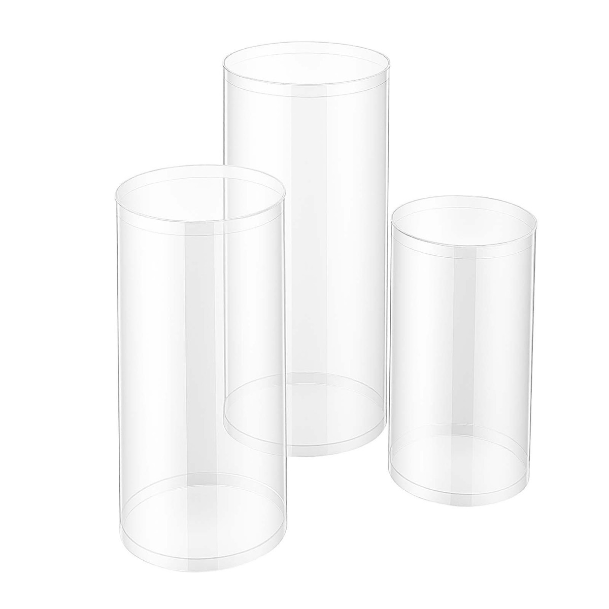 Βάση λουλουδιών VEVOR Wedding, 3 ΤΕΜ 60/75/90cm Στρογγυλή πλίνθο κυλίνδρου, Διαφανές βάθρο με διαφανές ακρυλικό καπάκι, κυλινδρικό βάθρο για γάμο, πάρτι, γενέθλια, διακόσμηση τέχνης