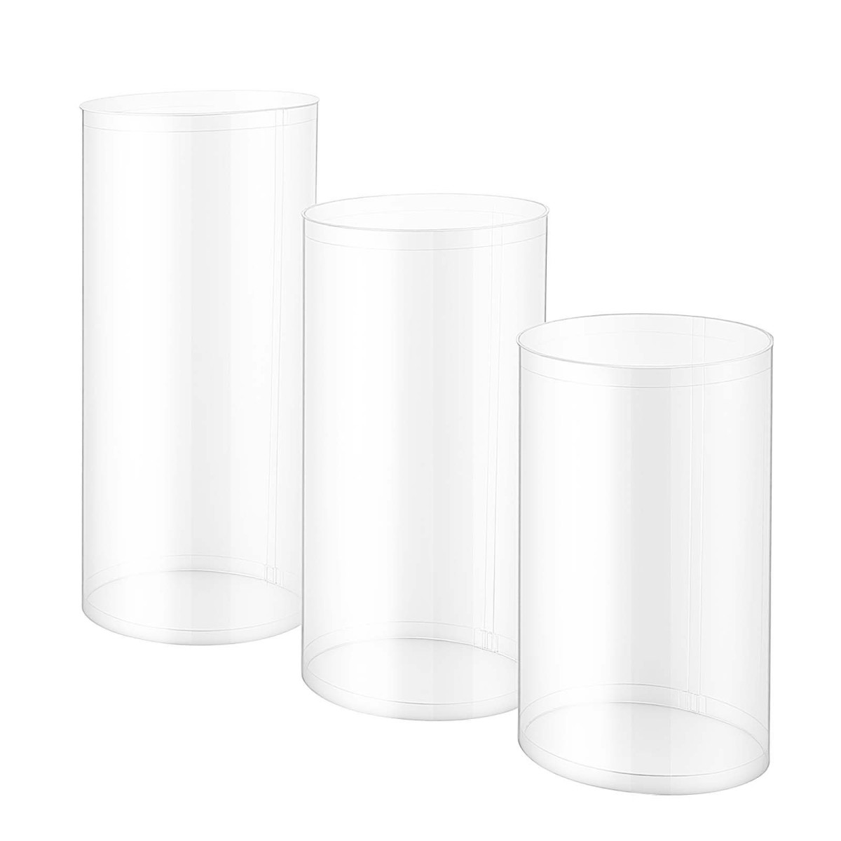 Βάση λουλουδιών VEVOR Wedding, 3 ΤΕΜ 60/75/90cm Στρογγυλή πλίνθο κυλίνδρου, Διαφανές βάθρο με διαφανές ακρυλικό καπάκι, κυλινδρικό βάθρο για γάμο, πάρτι, γενέθλια, διακόσμηση τέχνης