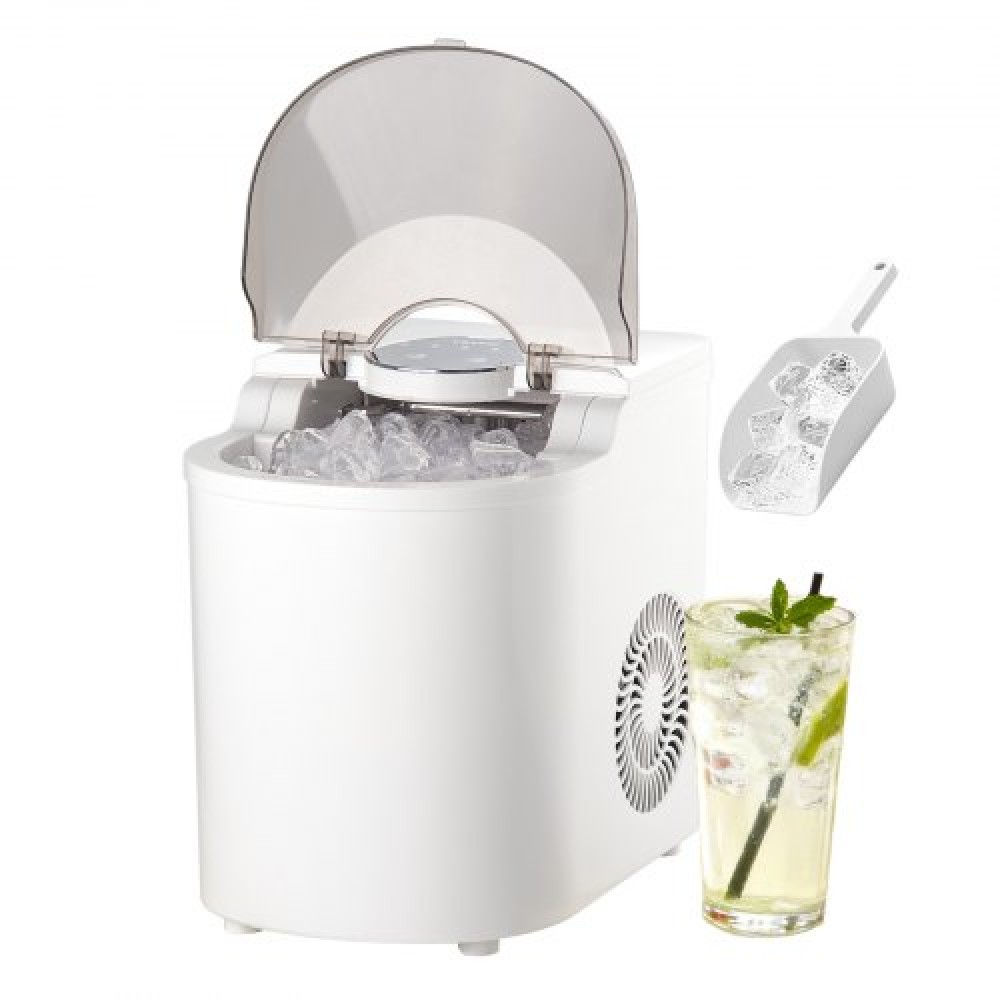 VEVOR Countertop Ice Maker, 7 Cubes Ready in 6 Mins, 11.8 kg per Day, Self-Cleaning Portable Machine with Ice Scoop, Ice-Making Machine with 2 Sizes Bullet Ices for Home, Kitchen, Office, Bar & Party