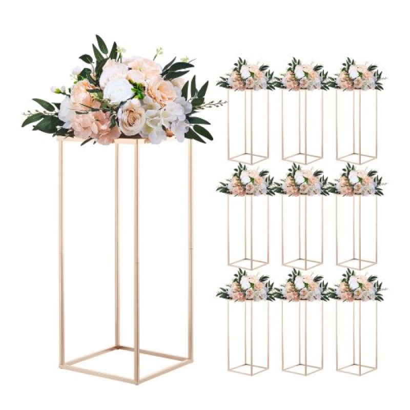 VEVOR Wedding Flower Stand, 10PCS 23,62 ιντσών Stand λουλουδιών, Floral stands με μεταλλικό laminate, ορθογώνια φλοράλ επίστρωση για γάμο, πάρτι, γενέθλια, σπίτι, γαλλικά χρυσά stand