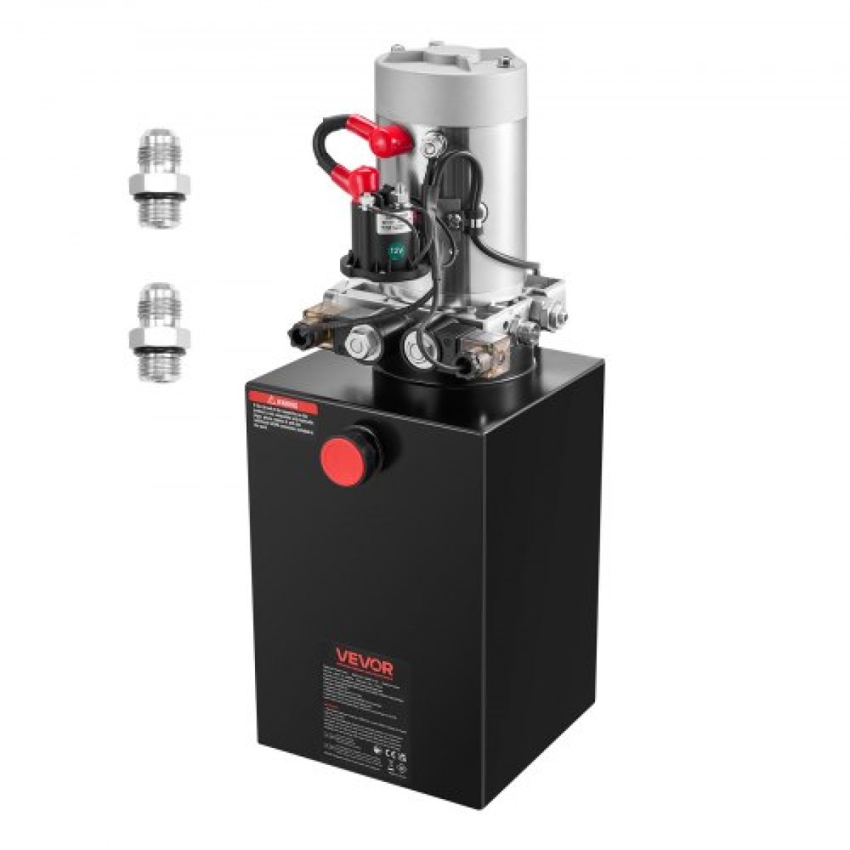 VEVOR 12 L Hydraulic Power Unit, Double Acting Dump Trailer Pump, 22 MPa Max Relief Pressure & 3,4 L/min Rate, DC 12V Hydraulic Pump with Metal Reservoir for Dump Trailer Car Lifting