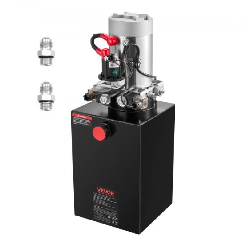 VEVOR 12 L Hydraulic Power Unit, Double Acting Dump Trailer Pump, 22 MPa Max Relief Pressure & 3,4 L/min Rate, DC 12V Hydraulic Pump with Metal Reservoir for Dump Trailer Car Lifting