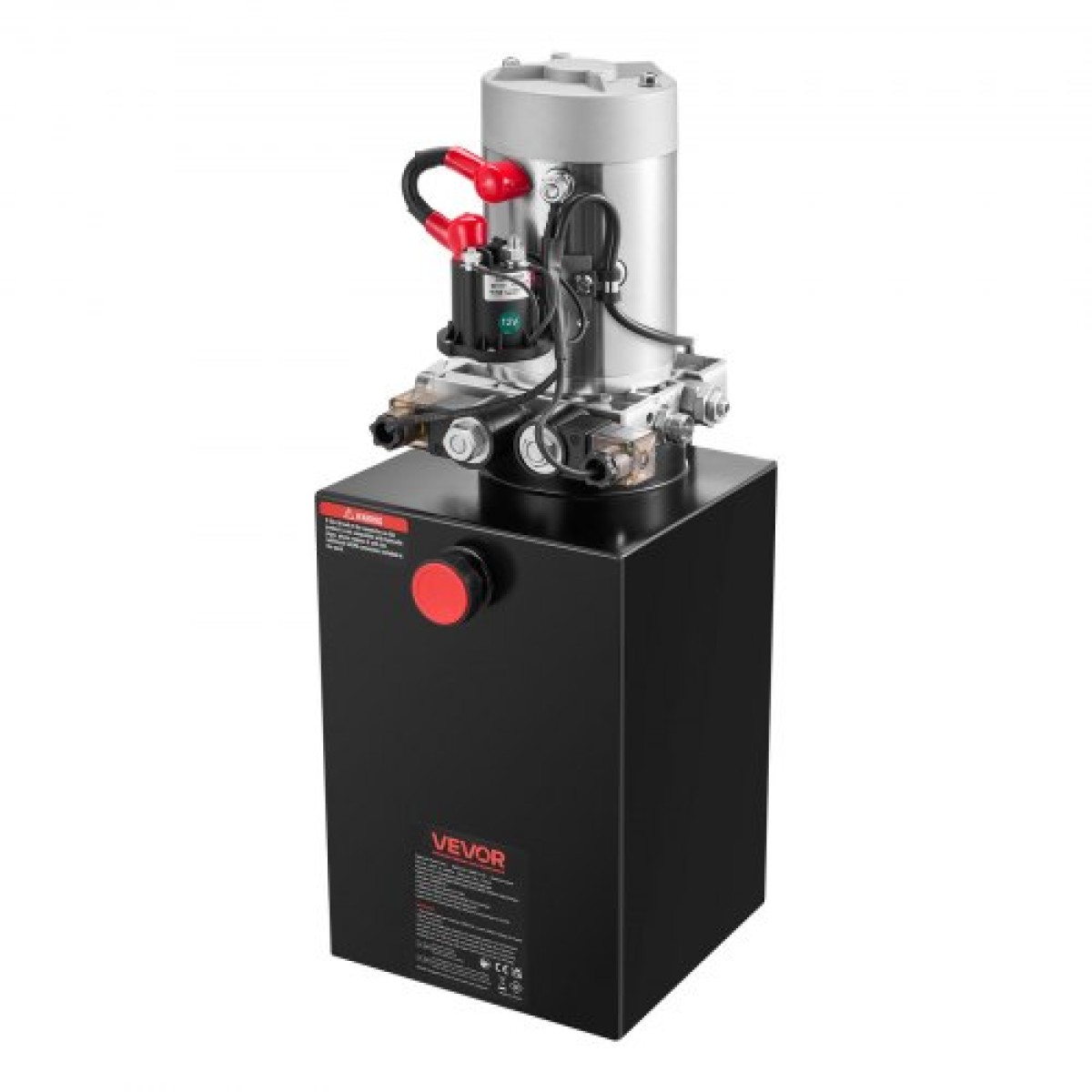 VEVOR 12 L Hydraulic Power Unit, Double Acting Dump Trailer Pump, 22 MPa Max Relief Pressure & 3,4 L/min Rate, DC 12V Hydraulic Pump with Metal Reservoir for Dump Trailer Car Lifting