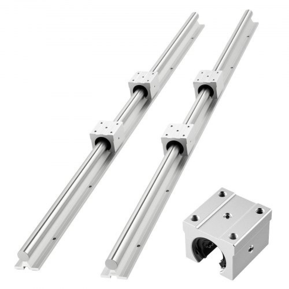 Σετ γραμμικής ράγας VEVOR, SBR25, 2 τεμ. 1200 mm (47,24 ίντσες) Ράγες οδηγών γραμμικής κίνησης και μπλοκ ρουλεμάν 4 τμχ, Πλήρως υποστηριζόμενος άξονας, για κοπή, λείανση, φρέζα, μηχανήματα διάτρησης και άλλα