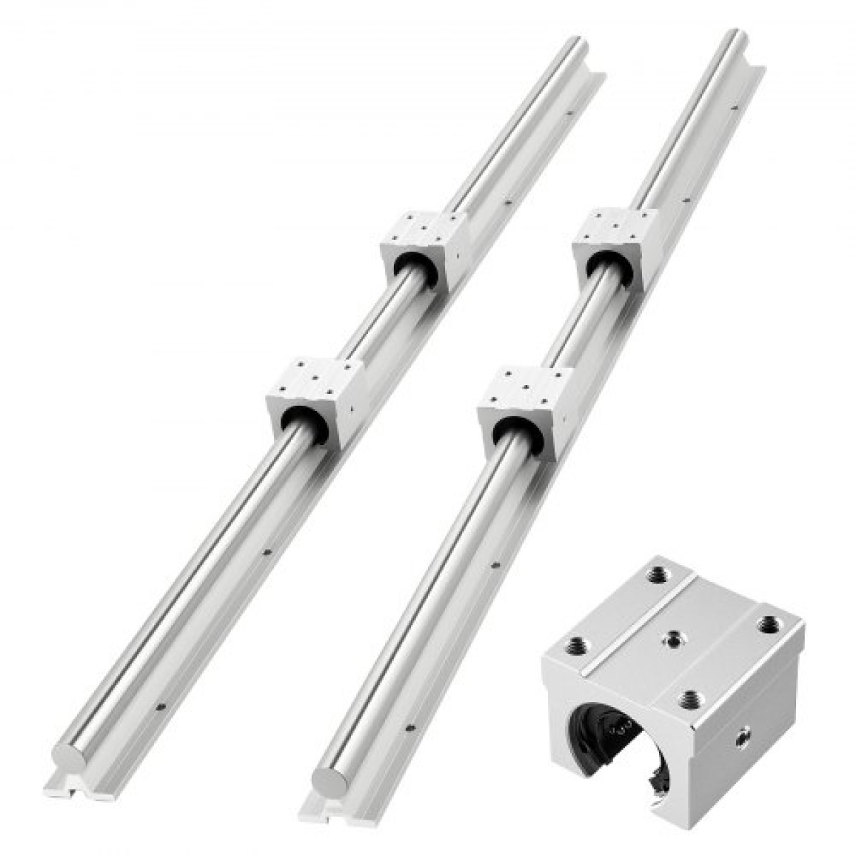 Σετ γραμμικής ράγας VEVOR, SBR25, 2 τεμ. 1200 mm (47,24 ίντσες) Ράγες οδηγών γραμμικής κίνησης και μπλοκ ρουλεμάν 4 τμχ, Πλήρως υποστηριζόμενος άξονας, για κοπή, λείανση, φρέζα, μηχανήματα διάτρησης και άλλα