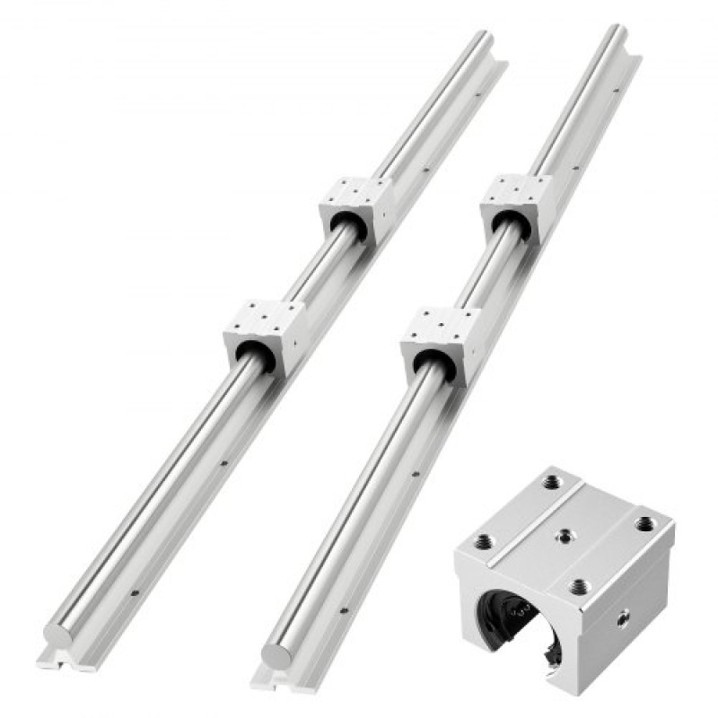Σετ γραμμικής ράγας VEVOR, SBR25, 2 τεμ. 1200 mm (47,24 ίντσες) Ράγες οδηγών γραμμικής κίνησης και μπλοκ ρουλεμάν 4 τμχ, Πλήρως υποστηριζόμενος άξονας, για κοπή, λείανση, φρέζα, μηχανήματα διάτρησης και άλλα
